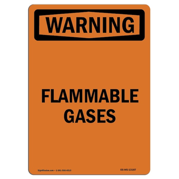 Safety Sign, OSHA WARNING, 5" Height, Flammable Gases, Portrait, 10PK